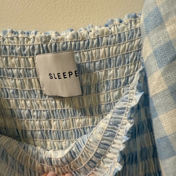 Blue gingham Sleeper Atlanta Linen Dress Size small - Picture 4 of 7